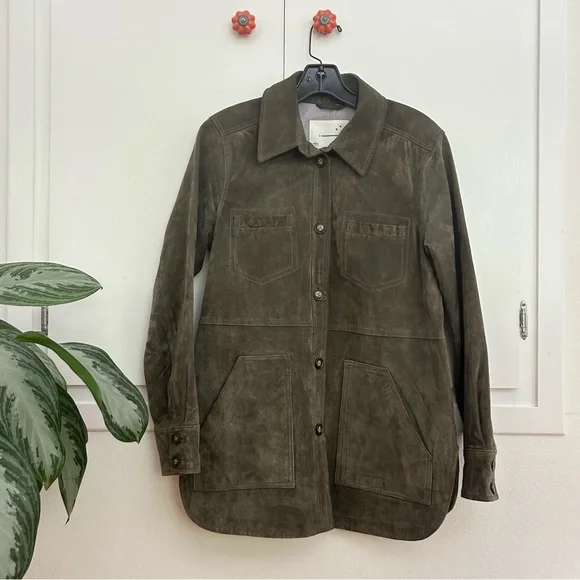 Anthropologie Green Leather Jacket - Picture 1 of 9